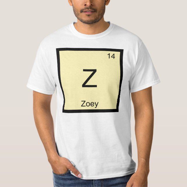 Zoey Name Chemistry Element Periodic Table T-Shirt (Front)