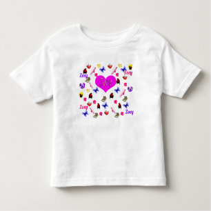 Zoey Name With Bunnies Butterflies Flowers, Toddler T-Shirt
