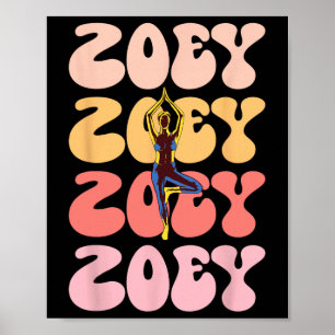 Zoey Retro Name Yoga Hobby Poster