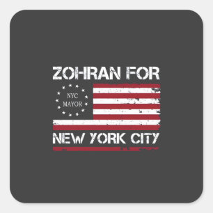 Zohran Mamdani for NYC Mayor with US Flag Square Sticker