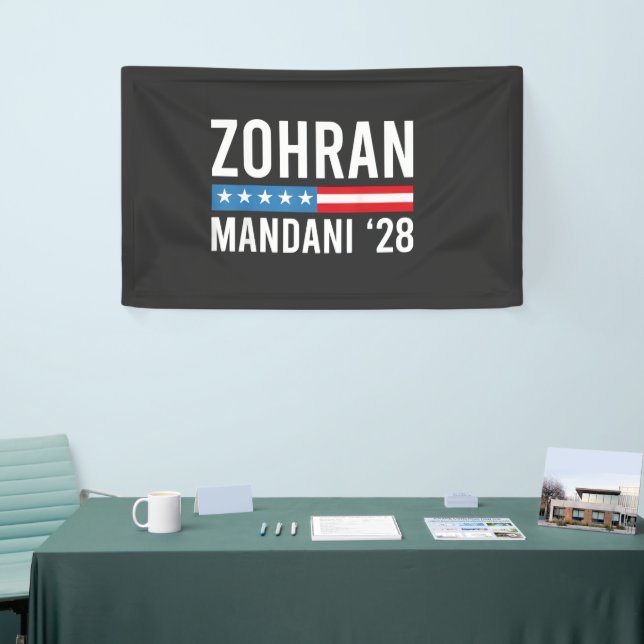 Zohran Mamdani NYC Mayor Candidate USA Flag Banner (Tradeshow)