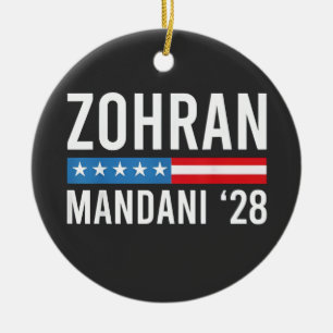 Zohran Mamdani NYC Mayor Candidate USA Flag Ceramic Ornament