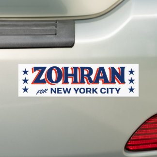 Zohran Mamdani NYC Red White Blue 2025 Bumper Sticker
