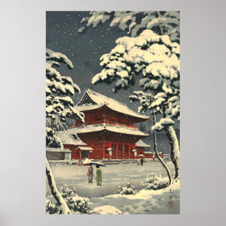 Zojo-ji Temple in Snow 1933 by Tsuchiya Koitsu Poster