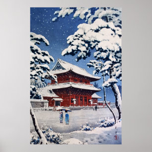 Zojoji Temple in Snow by Tsuchiya Koitsu Poster