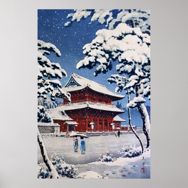 Zojoji Temple in Snow by Tsuchiya Koitsu Poster (Front)