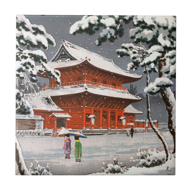 Zojoji Temple in Snow Tsuchiya Koitsu winter scene Ceramic Tile (Front)