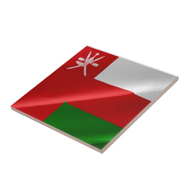 zOM002 waving Omani FLAG of Oman, Ceramic Tile (Side)