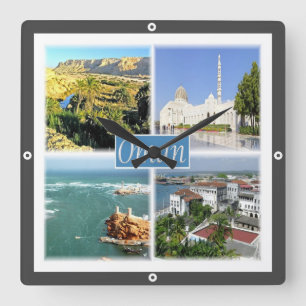 zOM005 OMAN collage, Asia, Square Wall Clock