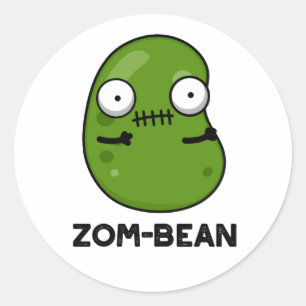 Zom-bean Funny Halloween Zombie Bean Pun  Classic Round Sticker