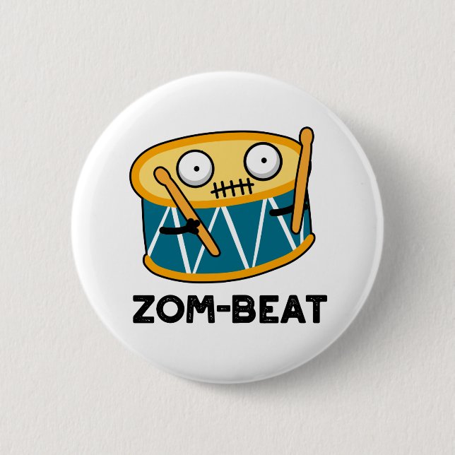 Zom-beat Funny Halloween Zombie Drum Pun  6 Cm Round Badge (Front)