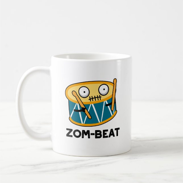 Zom-beat Funny Halloween Zombie Drum Pun  Coffee Mug (Left)