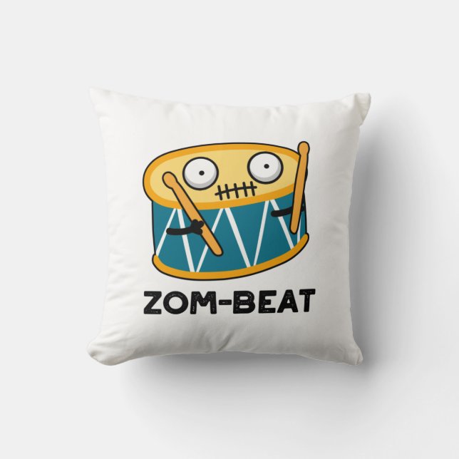 Zom-beat Funny Halloween Zombie Drum Pun  Cushion (Front)