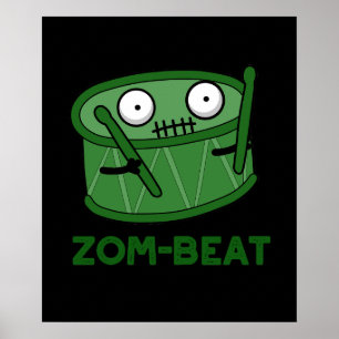Zom-beat Funny Halloween Zombie Drum Pun Dark BG Poster
