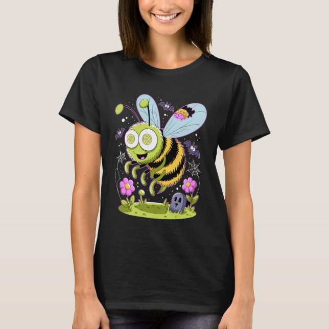 Zom-Bee Cute Zombie Bee Funny Halloween Tee (Front)