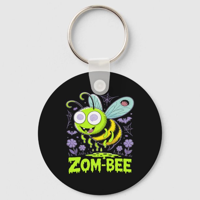 Zom-bee Cute Zombie Bee Funny Halloween Tee  Key Ring (Front)