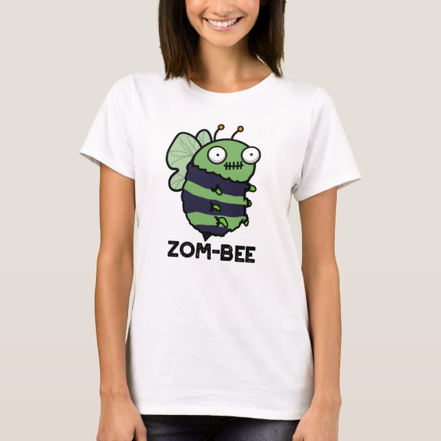 Zom-bee Funny Halloween Zombie Bee Pun  T-Shirt (Front)