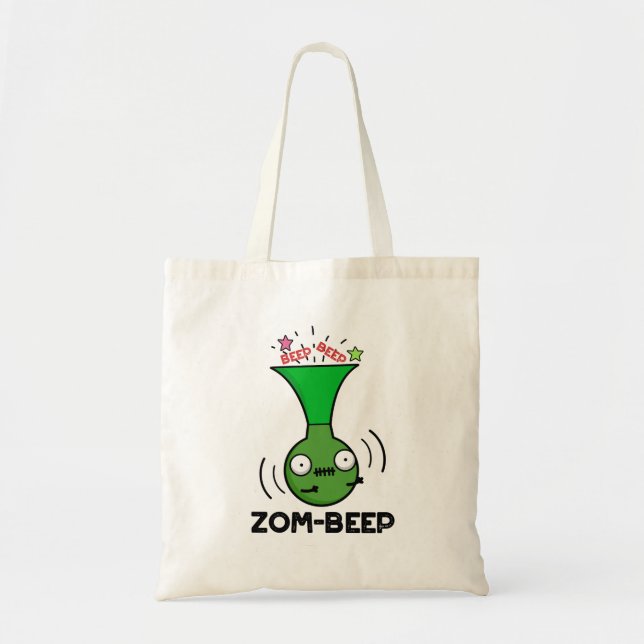 Zom-beep Funny Halloween Zombie Honker Pun Tote Bag (Front)