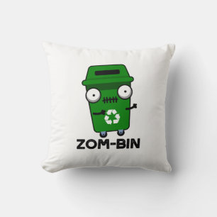 Zom-bin Funny Halloween Zombie Trash Bin Pun Cushion