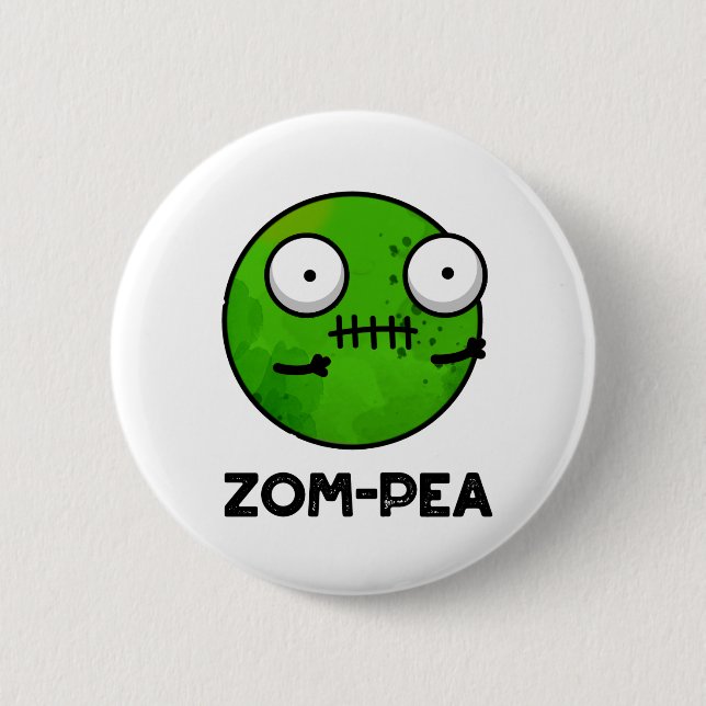 Zom-pea Funny Halloween Zombie Pea Pun 6 Cm Round Badge (Front)