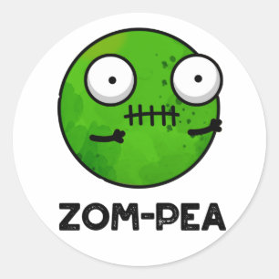 Zom-pea Funny Halloween Zombie Pea Pun Classic Round Sticker