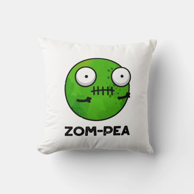 Zom-pea Funny Halloween Zombie Pea Pun Cushion (Front)
