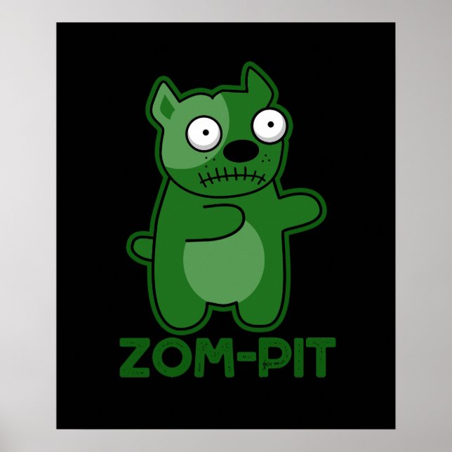 Zom-pit Funny Halloween Zombie Pun Dark BG Poster (Front)