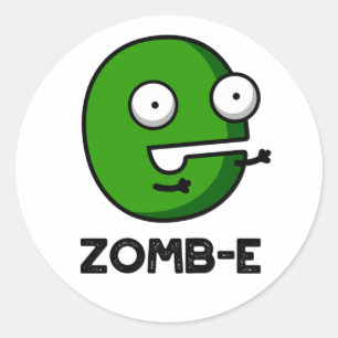 Zomb-E Funny Halloween Zombie Alphabet Pun  Classic Round Sticker