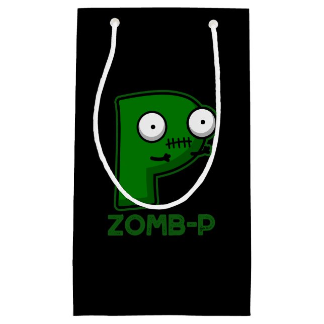 Zomb-P Funny Halloween Zombie Alphabet Pun Dark BG Small Gift Bag (Front)