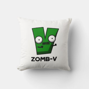 Zomb-V Funny Halloween Zombie Alphabet V Pun Cushion