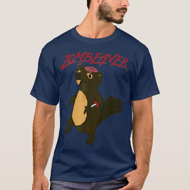 Zombeavers  Funny Zombie Beaver Joke Spooky T-Shirt (Front)