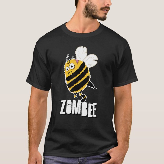 Zombee Bee Zombie Halloween Bumblebee Brain Spooky T-Shirt (Front)