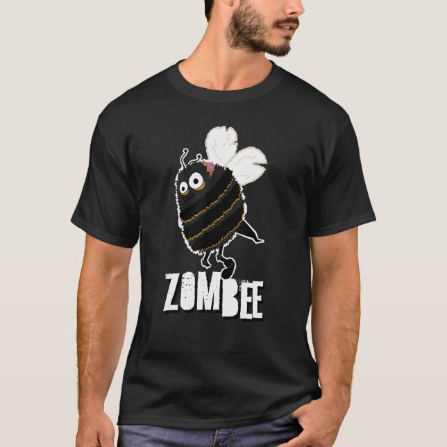 Zombee Bee Zombie Halloween Bumblebee Yellow Spook T-Shirt (Front)