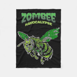 Zombee Havocalypse Spooky Funny Halloween Bee Whoc Fleece Blanket