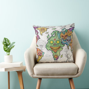 Zombi Halloween on World Mao Throw Pillow 