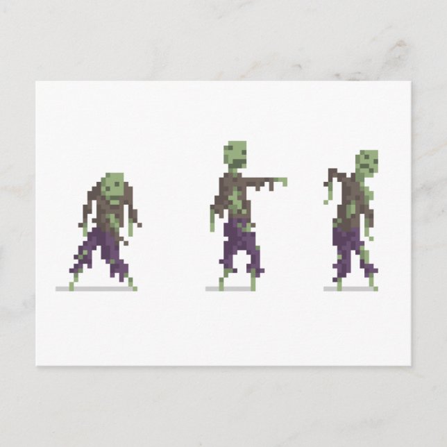 Zombie 8-Bit Pixel Art Postcard (Front)