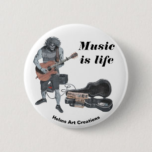 Zombie Acoustic Guitar Music Fantasy Art Button