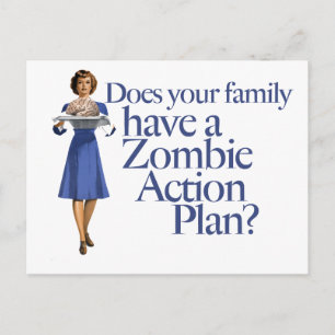 Zombie Action Plan Vintage Style Postcard