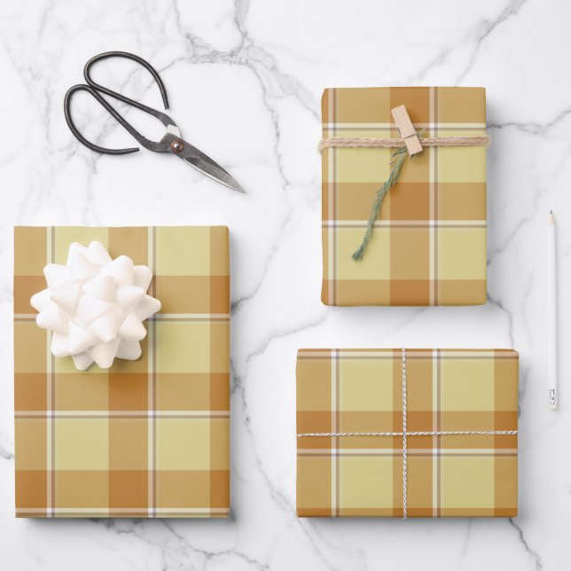 Zombie and Copper Plaid Tan Beige Wrapping Paper Sheet (Front)