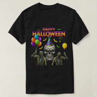 Zombie and Skull Happy Halloween Party T-Shirt