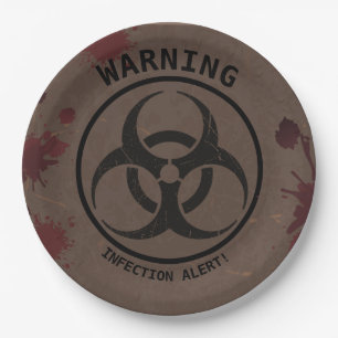 Zombie Apocalypse Birthday Halloween Biohazard Paper Plate
