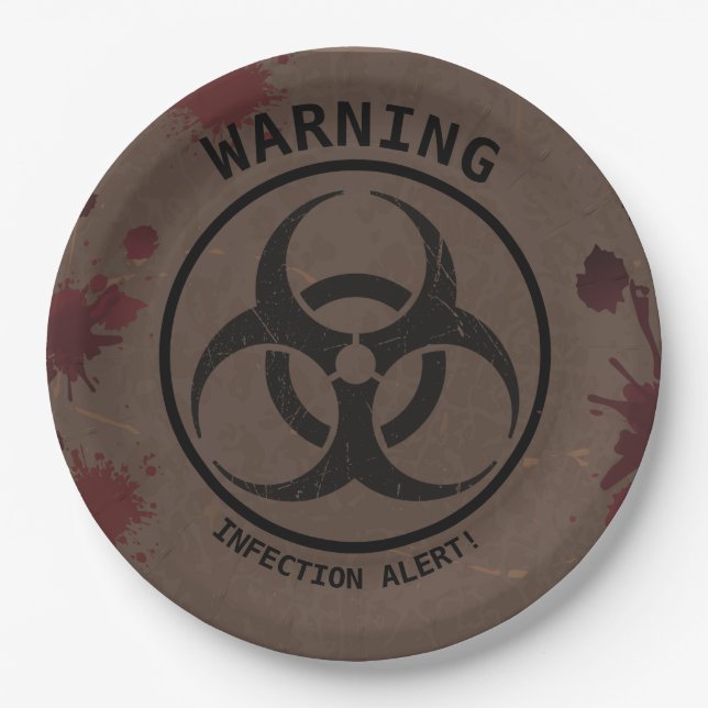 Zombie Apocalypse Birthday | Halloween Biohazard  Paper Plate (Front)