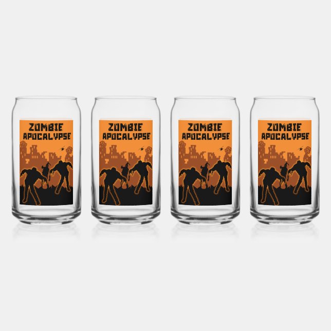 Zombie Apocalypse Gifts Can Glass (Front)