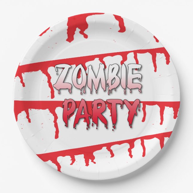 Zombie Apocalypse Halloween Party Paper Plate (Front)