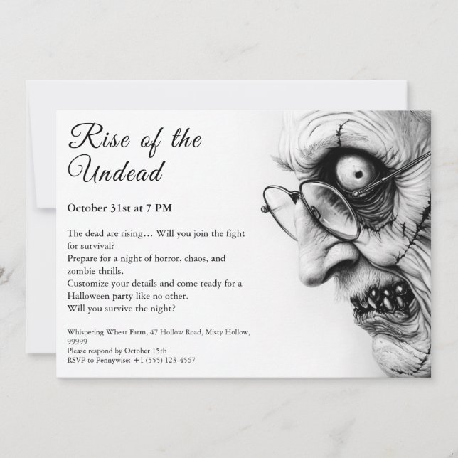Zombie Apocalypse Halloween Undead Party Alert Invitation (Front)