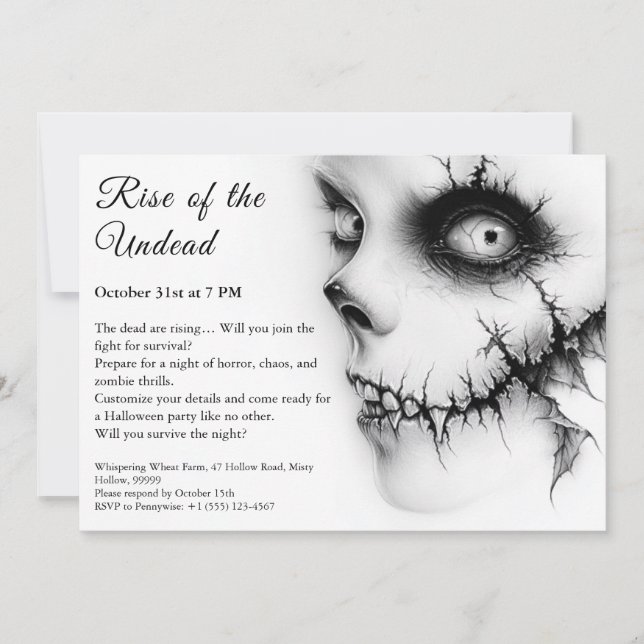 Zombie Apocalypse Halloween Undead Party Alert Invitation (Front)