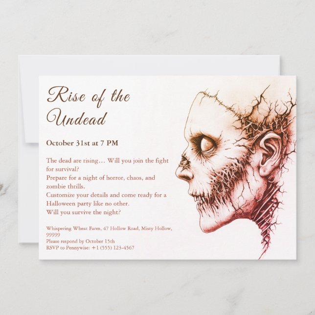 Zombie Apocalypse Halloween Undead Party Alert Invitation (Front)