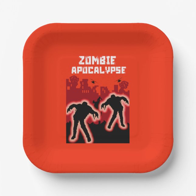 Zombie Apocalypse Kids Shirt Paper Plate (Front)