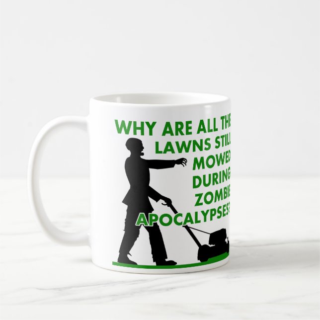 Zombie Apocalypse Lawn Mowing Funny Mug (Left)