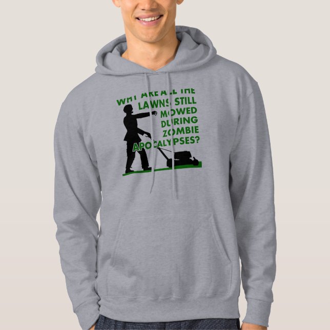 Zombie Apocalypse Lawn Mowing Funny T-Shirt Hoodie (Front)
